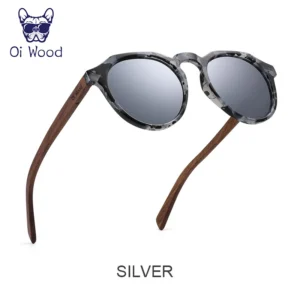 Grey-pattern frame, silver mirror lenses / إطار رمادي منقوش وعدسات فضية عاكسة
