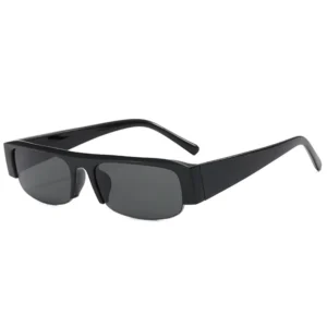 Slim Rectangular Sunglasses with Half-Rim Profile