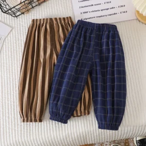 Boys' Polyester Trousers – Striped