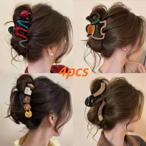 Sculptural Hair Claw Clips — Set of 4