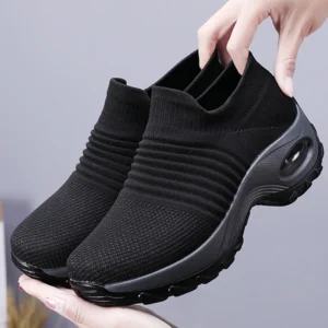 Slip-On Knit Sneakers with Window-Detail Soles