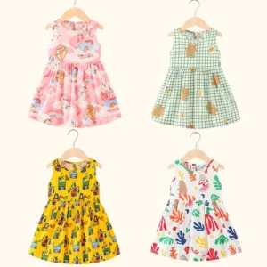 Girls' Cotton Dress – Sleeveless