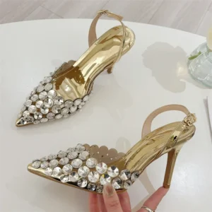 Jewelled Pointed-Toe Slingback Heels