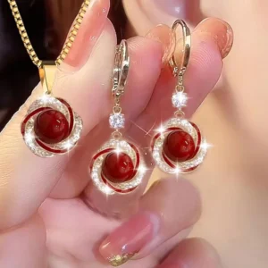 Round-Accent Pendant Necklace and Drop Earring Set