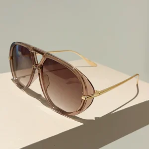 Champagne frame, gradient brown lenses / إطار شامبانيا وعدسات بنية متدرجة