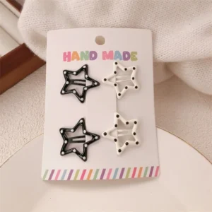 Black and White Polka-Dot Hair Clips — Set of 4