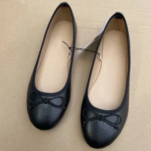 Black Bow-Front Ballet Flats