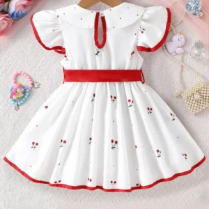 Girls' Polyester Matching Set – Short Sleeve, Floral Print