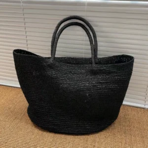 Woven Straw Open-Top Shoulder Tote