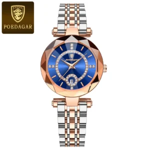 Two-tone bracelet, blue dial / سوار ثنائي اللون وميناء أزرق