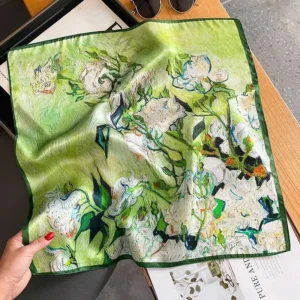 Green White Floral Painting