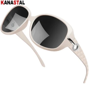 Oversized Polarized Sunglasses with Embellished Temples