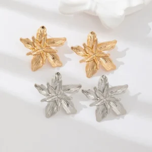 Textured Flower Statement Earrings