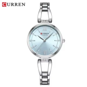 Silver-tone With Pale Blue Dial