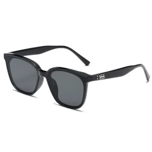 Black Square Sunglasses with Metallic Temple Details