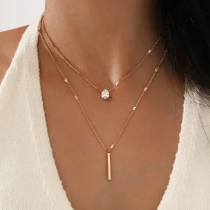 Gold-tone Round Stone And Bar