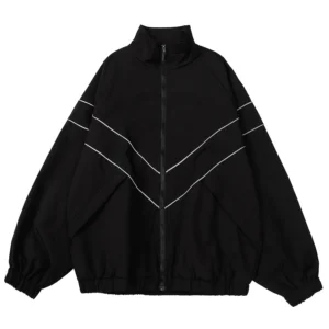 Men's Cotton Jacket – Zip Closure, Striped