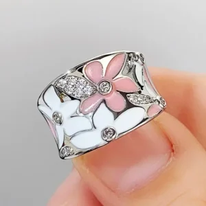 Colourful Enamel and Cubic Zirconia Fashion Rings
