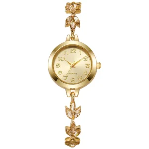 Leaf-Link Quartz Bracelet Watch with Sliding Closure