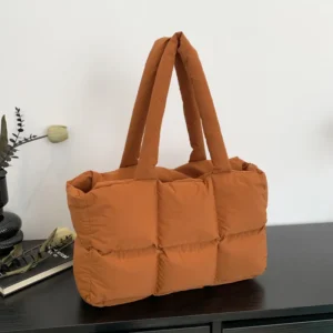 Padded Grid-Quilted Shoulder Tote