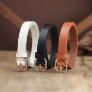 Three-Piece Skinny PU Belt Set with Oval Buckles