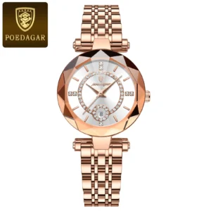 Rose-tone bracelet, white dial / سوار ذهبي وردي وميناء أبيض