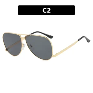 Gold-tone frame, grey lenses / إطار ذهبي وعدسات رمادية