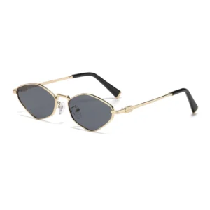 Geometric Metal Sunglasses with Curved Temple Tips