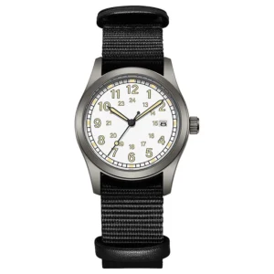 White dial, black strap / ميناء أبيض وسوار أسود