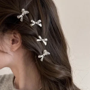 Mini Metallic Bow Hair Clips — Set of 2 or 4
