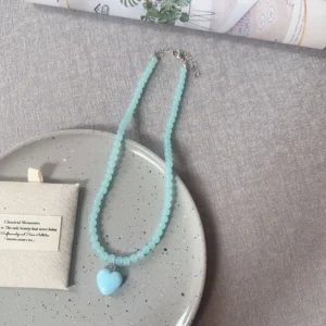 Turquoise beads, blue heart / خرز فيروزي وقلب أزرق