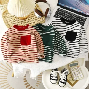 Boys' Polyester Shirt or T-Shirt – Long Sleeve, Striped